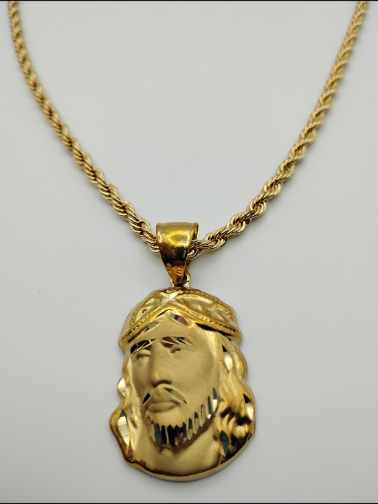 Other - Gold Tone Jesus Head Pendant Necklace